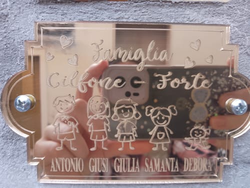 Customer photo review of Fuoriporta Personalizzato con Nomi della Famiglia in Plexiglass