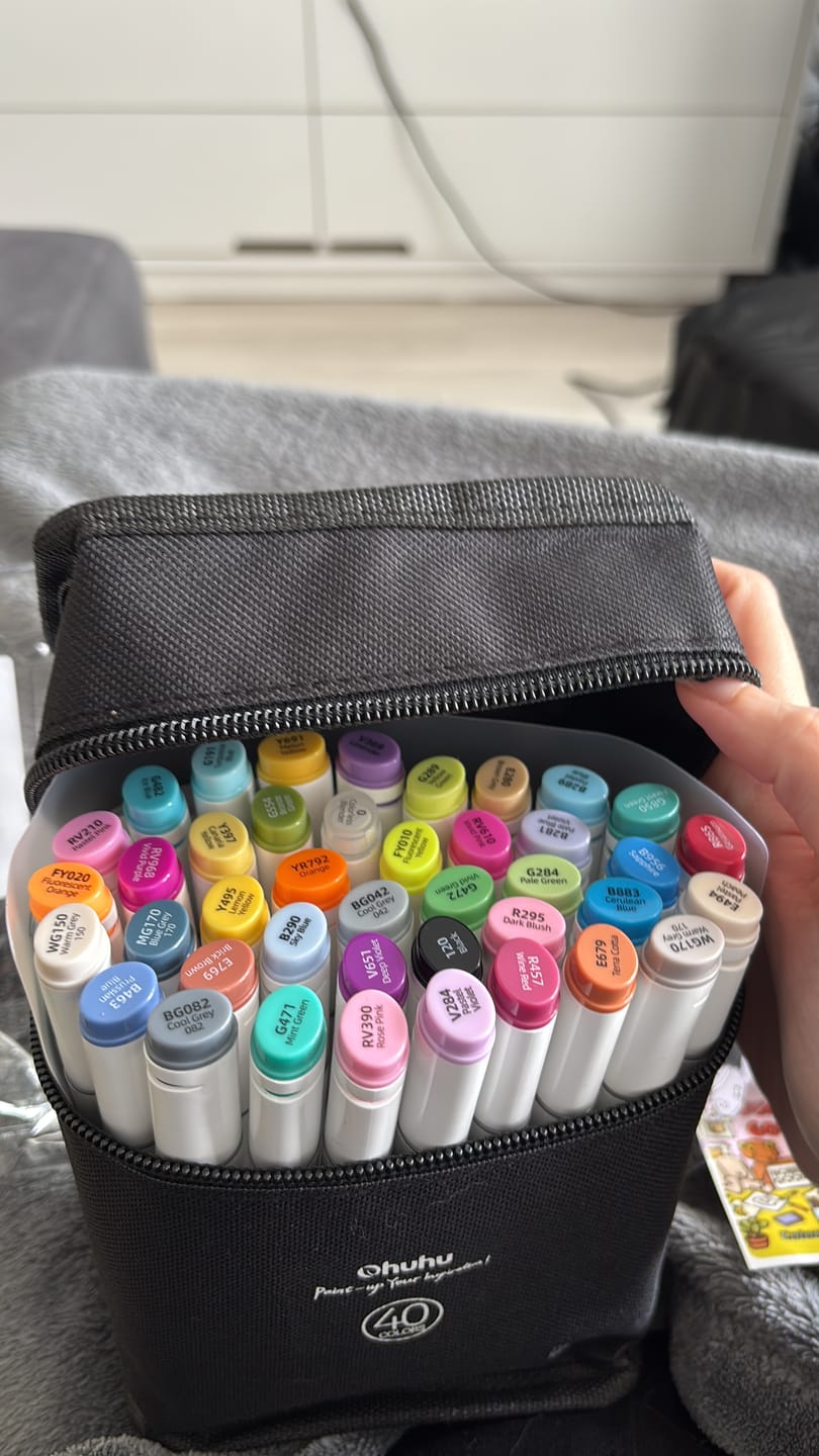Customer photo review of Ohuhu Oahu 40 Colors Dual Tips Alcohol Art Markers, Fine & Chisel