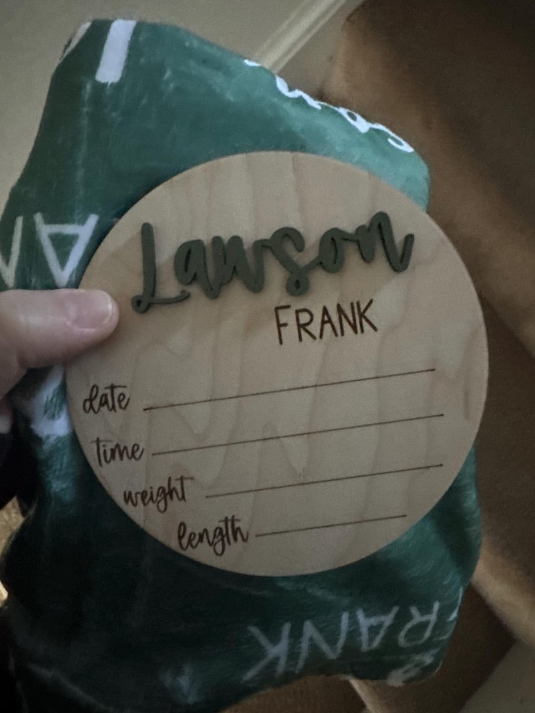 Customer photo review of Baby Name Announcement Sign with Stats