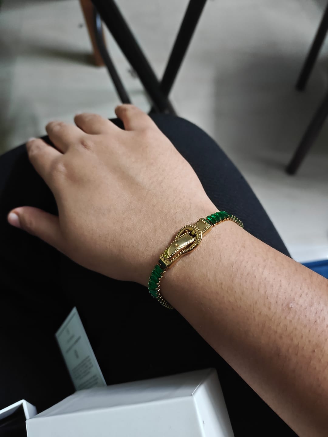 Customer photo review of Green Baguette Tennis Bracelet