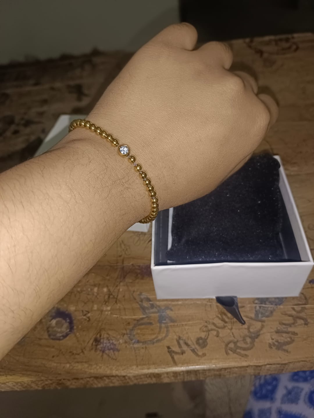 Customer photo review of Gold Cube Chain Bracelet