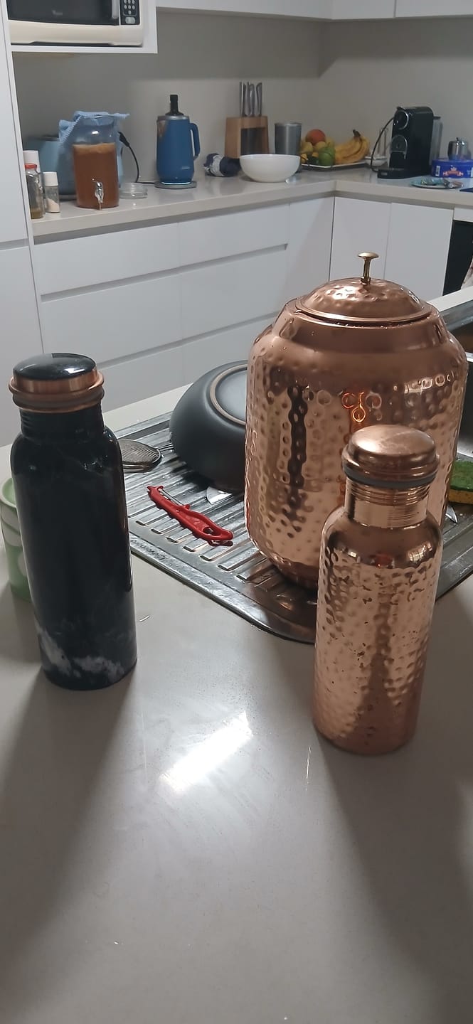 Customer photo review of Hammered Pure Copper Water Bottle