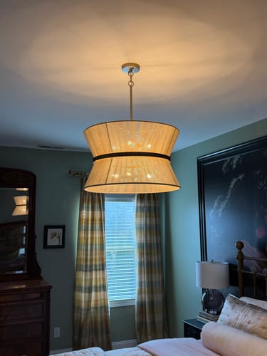 Customer photo review of Boho 2-Tier Woven Thread Tapered Drum Pendant Light