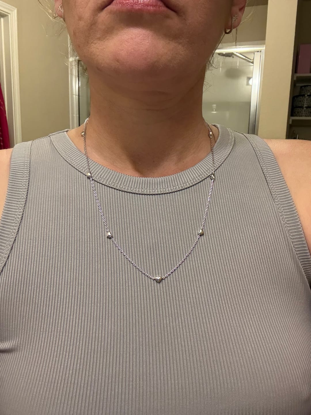 Customer photo review of Jane 18k White Gold Plated Heart Station Necklace