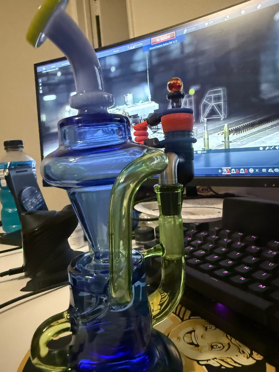 Customer photo review of 10" AFM Glass Palermo Double Glass Recycler Dab Rig
