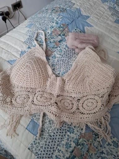 Customer photo review of Felicia Boho Crochet Halter Crop Top