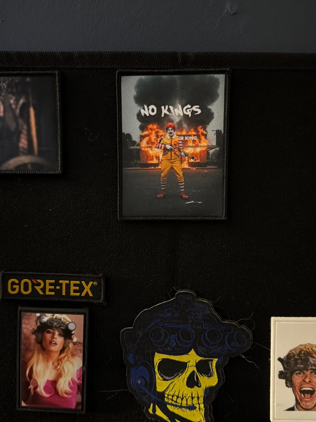 Customer photo review of No Kings - 4" x 3" Sublimation Velcro Morale Patch