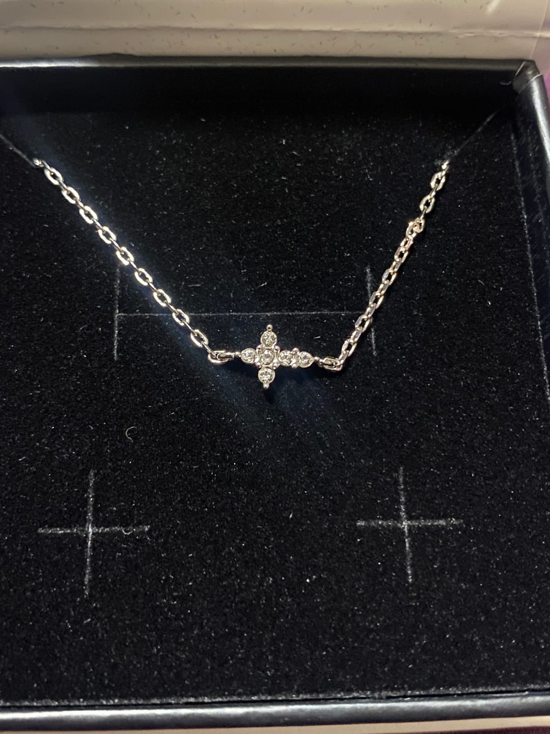 Customer photo review of Zuri 18k White Gold Plated Silver Cross Bracelet with Swarovski Crystals