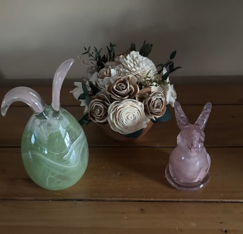 Customer photo review of Floppy Ear Glass Bunny, Green Chive