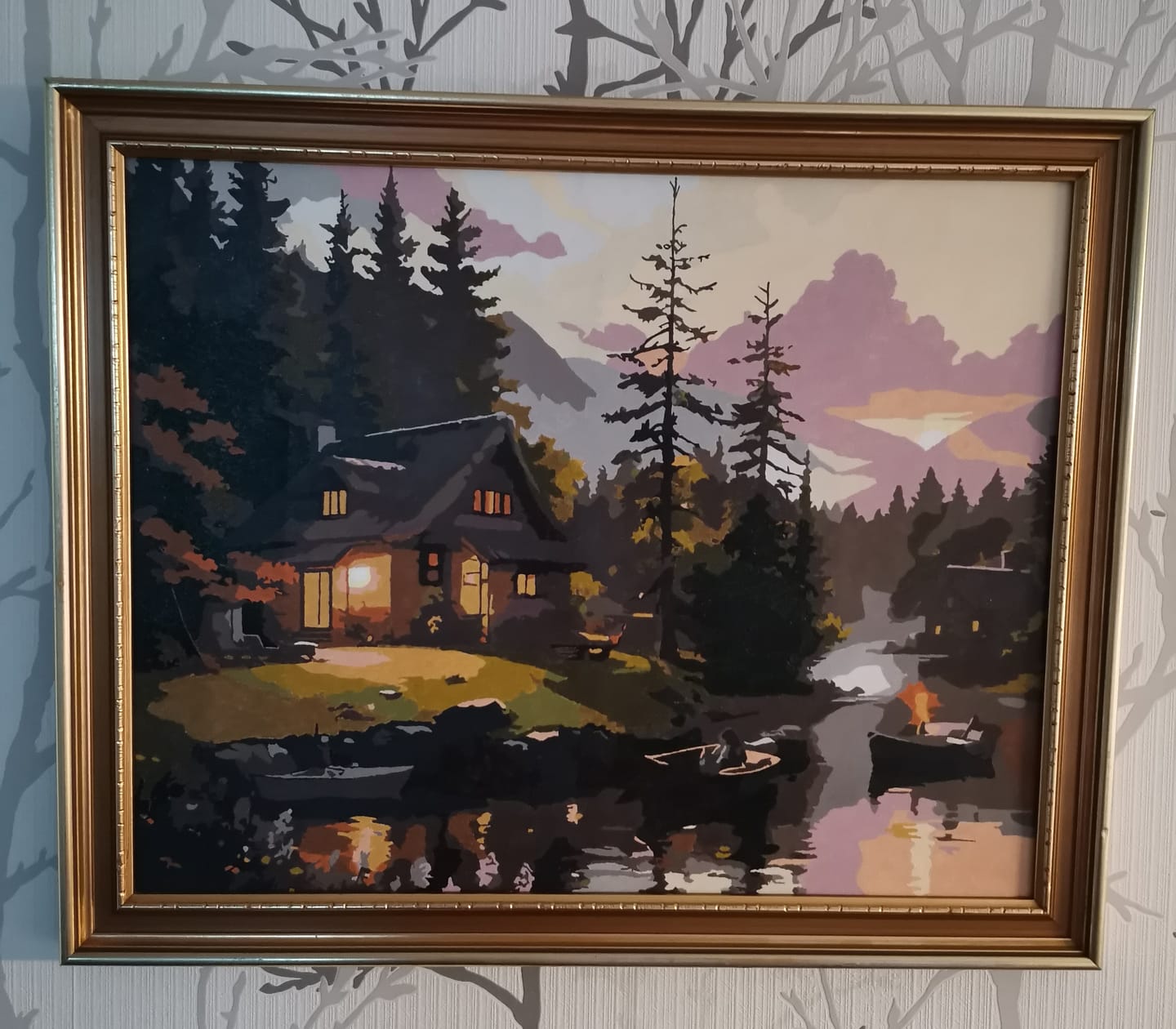 Customer photo review of Wooden Cabin | Paint by Numbers