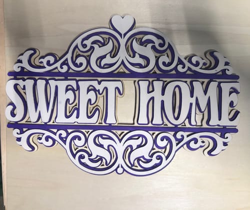 Customer photo review of Laser cut multilayer sweet home sign door hanger svg file