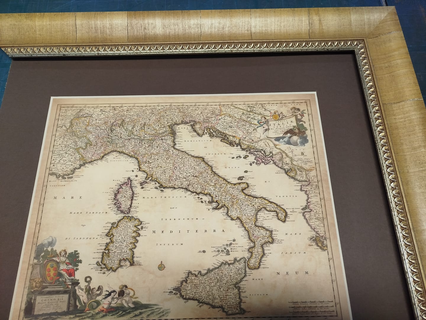 Customer photo review of Old Map of Italy by Visscher, 1690: Rome, Milan, Palermo, Florence, Monaco