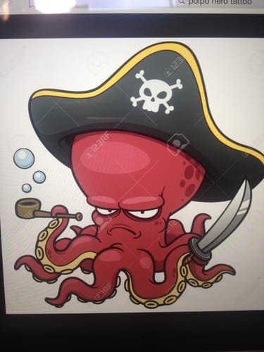 Reviewer's cartoon image of a pirate octopus, not showing the CALI MIX AAA+ product.
