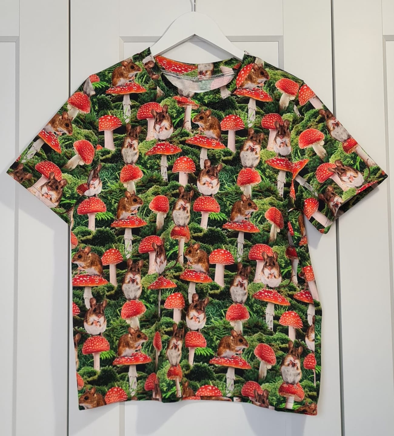 Customer photo review of Mouse and Mushroom Cotton Jersey Fabric