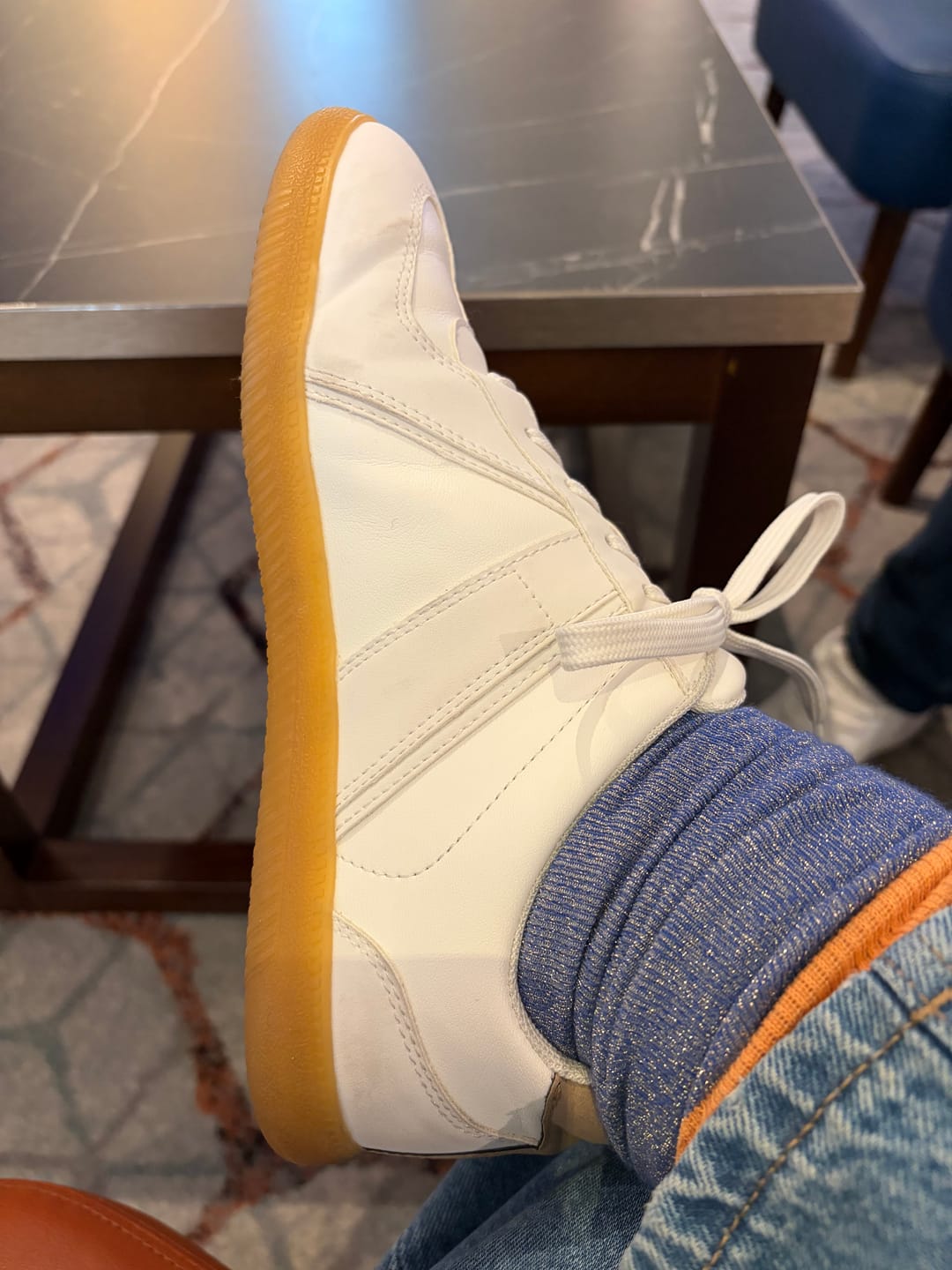 Customer photo review of Women's Bright Blue & Peach Glitter Organic Cotton Ankle Socks