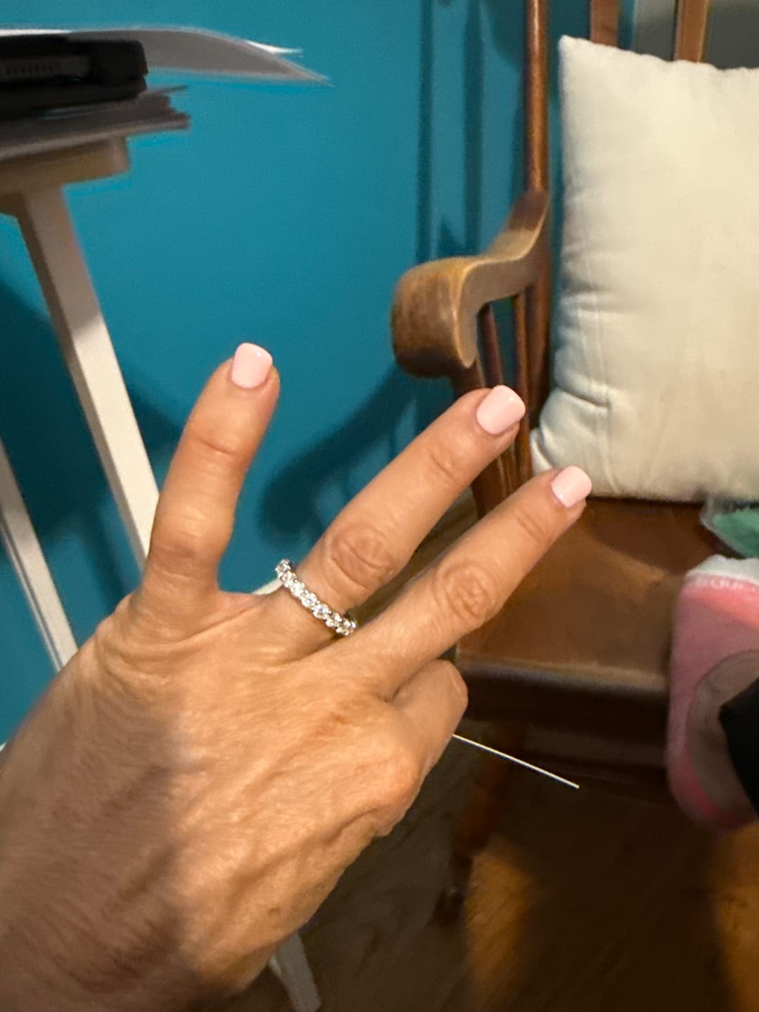 Customer photo review of 3mm Moissanite Eternity Ring