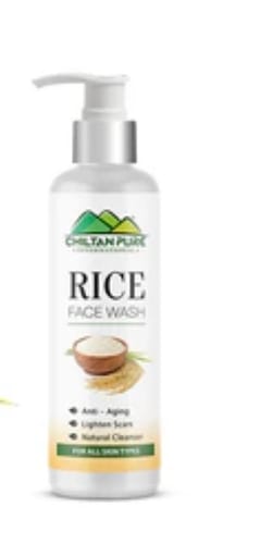 A customer's white pump bottle of ChiltanPure Rice Face Wash against a white background.