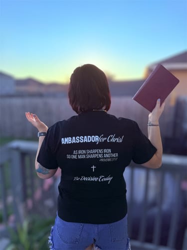 Customer photo review of Ambassador For Christ Premium Tee