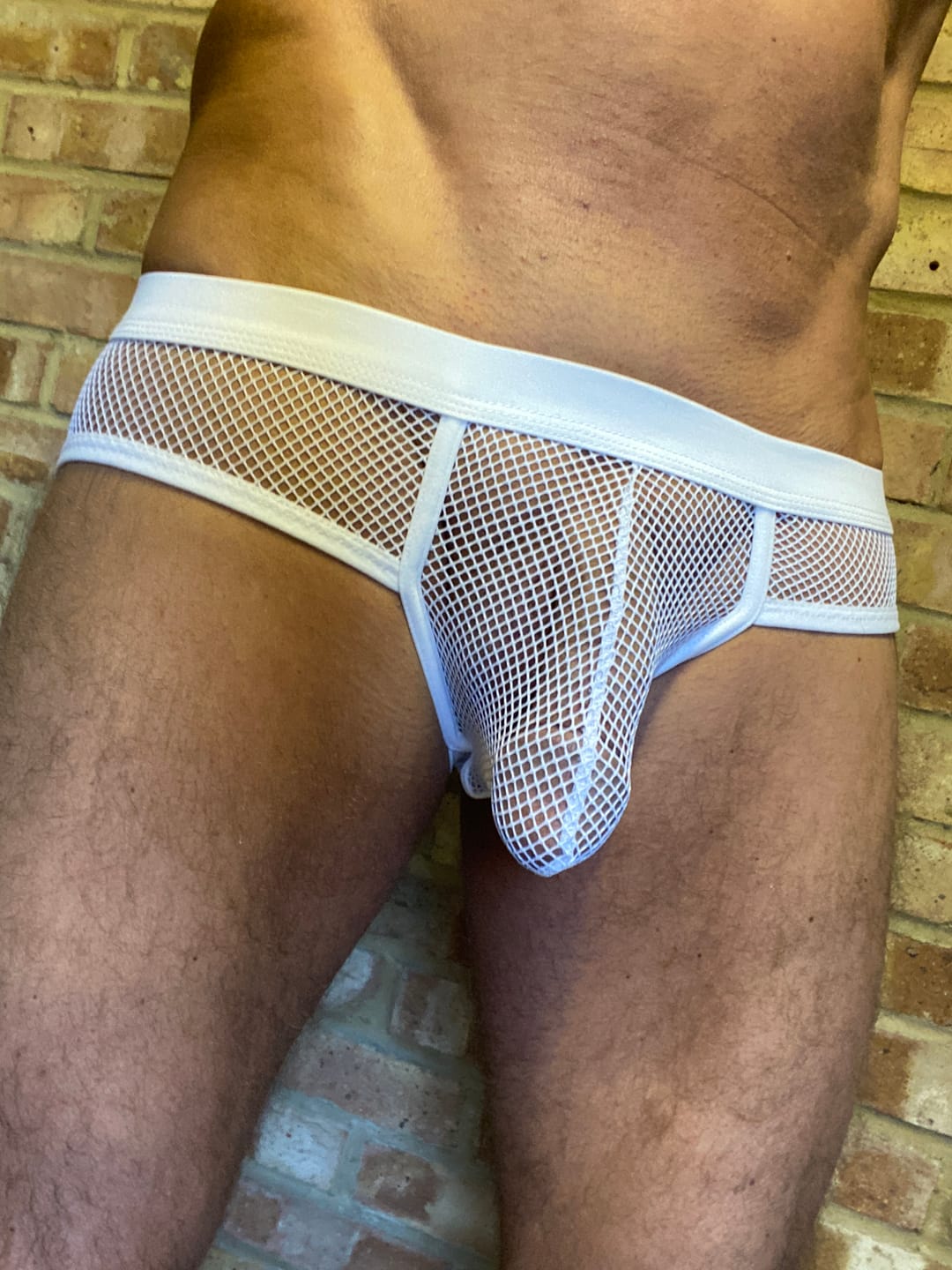 Customer photo review of 3 Pack Men's Sheer Elegance Mesh Solid Color Low-Rise Stretch Briefs