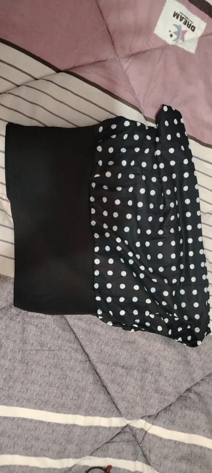 Customer photo review of Deana Skew Collar Polka Dot Top