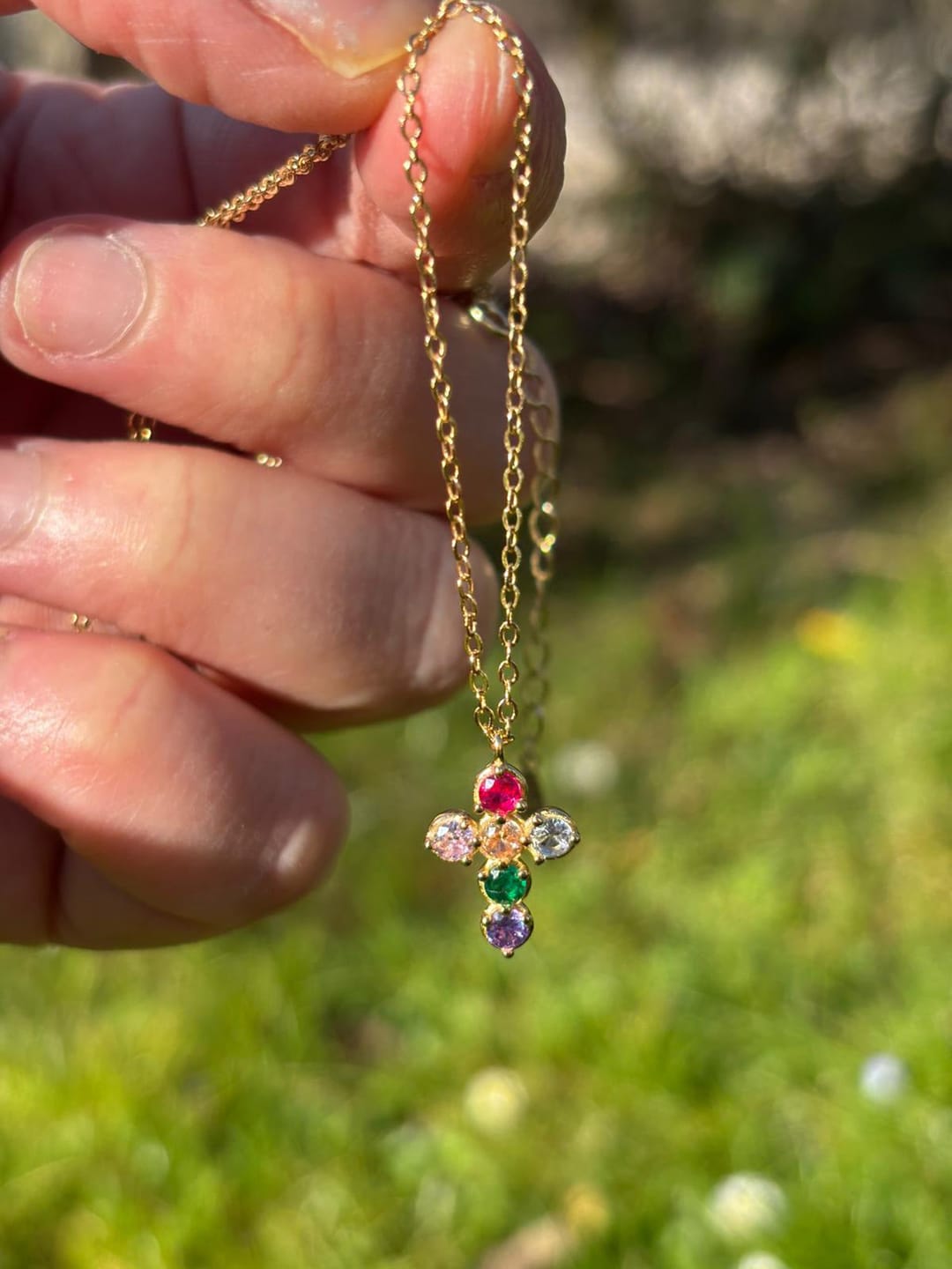 Customer photo review of Collier Croix Joseph Multicolore - Argent 925 Plaqué Or