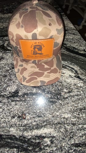 Customer photo review of Premium Custom Leather Patch Hats (Wholesale)