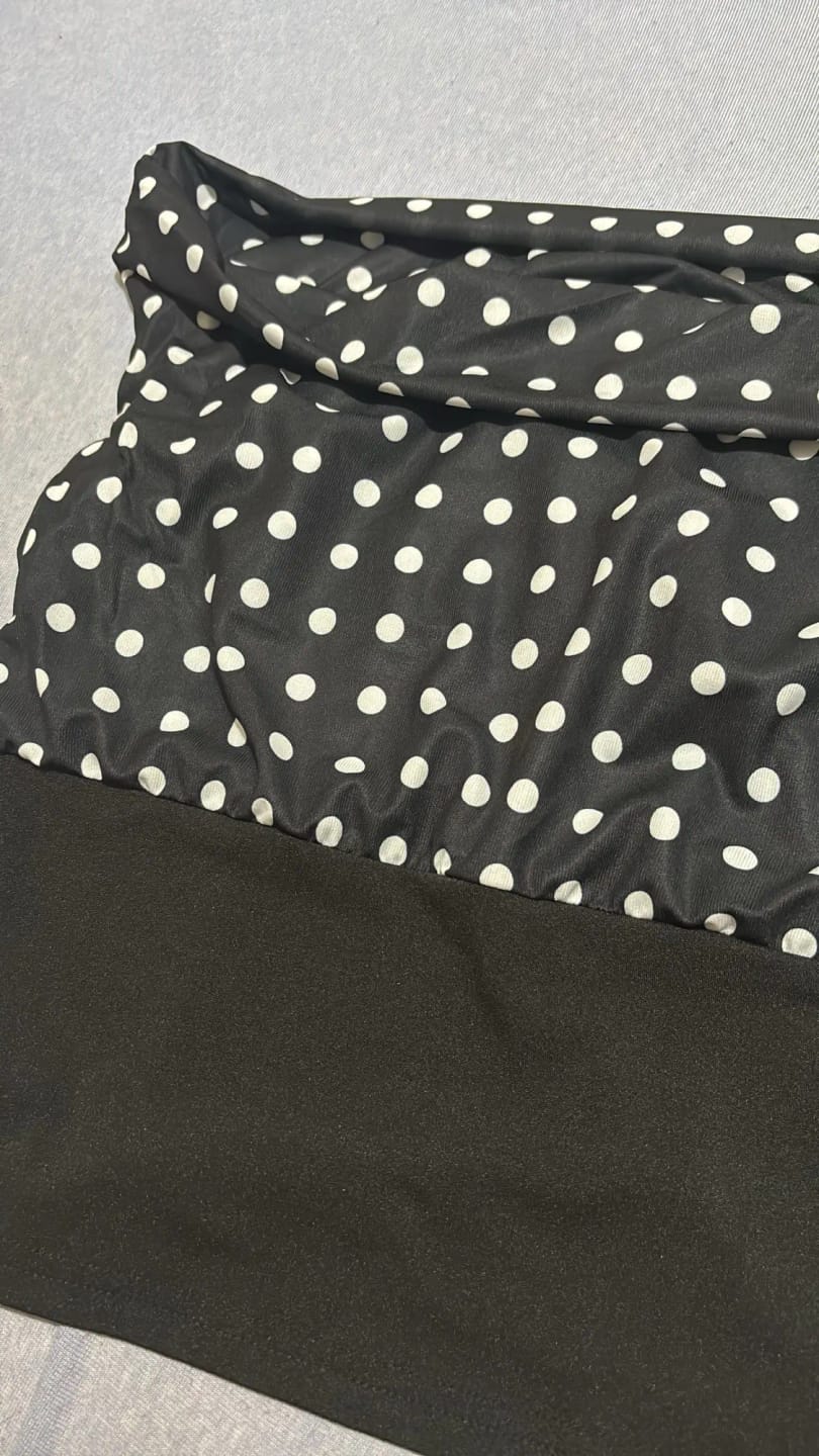 Customer photo review of Deana Skew Collar Polka Dot Top