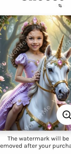 Customer's beautiful canvas print of The Lavender Unicorn Princess, showing a girl riding a white unicorn.