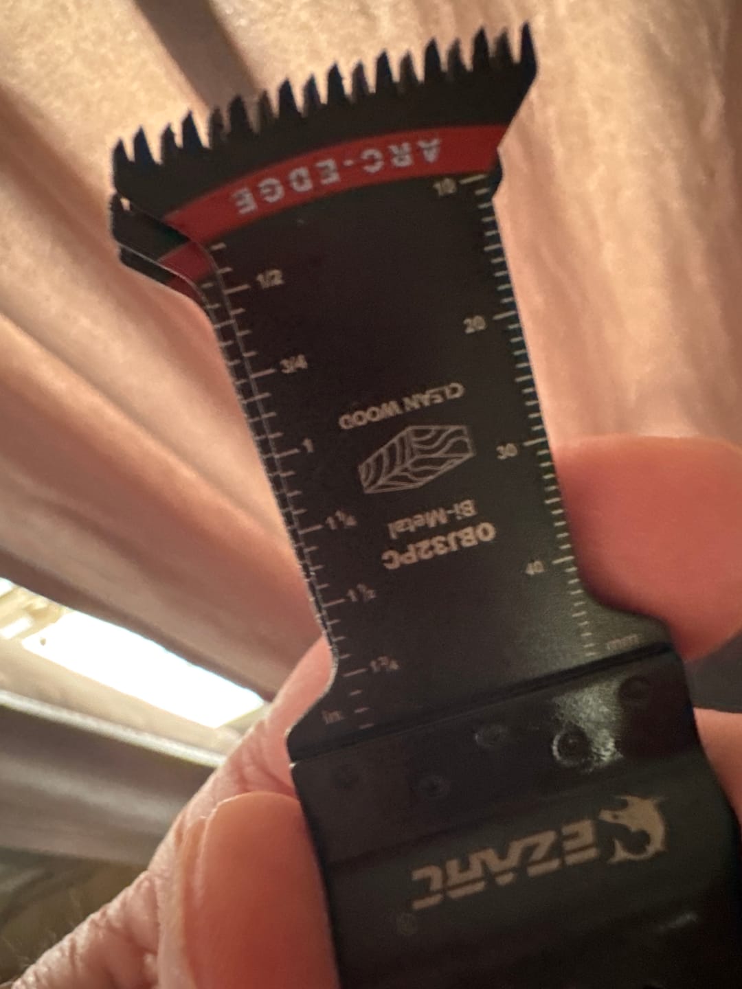 Customer photo review of Extra-Long Arc-Edge Bi-Metal Japanese Tooth Oscillating Multi Tool Blade for Clean Cuts in Hard Wood & Plastic