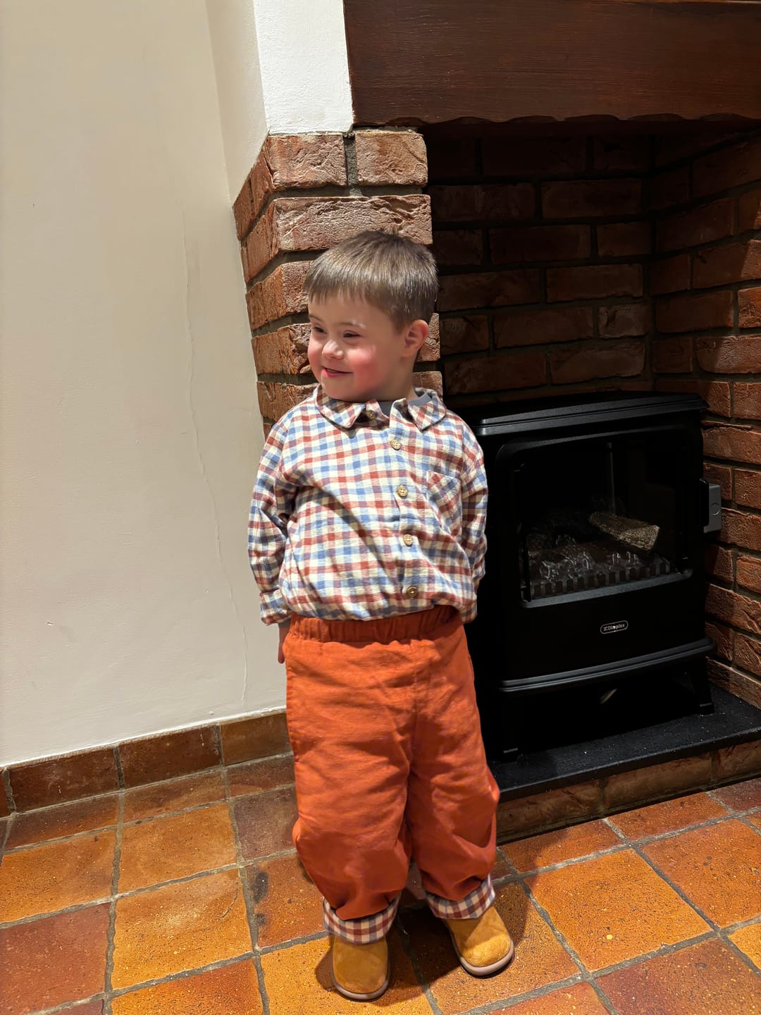 Customer photo review of Ginger Check Reversible Pull On Trousers