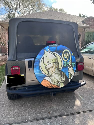 Customer photo review of Custom Spare Tire Cover for Jeep, RV, Bronco Camper, Trailer, & More