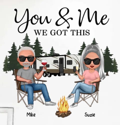 Customer photo review of Camping Partners For Life Doll Couple Sitting Personalized RV Decal