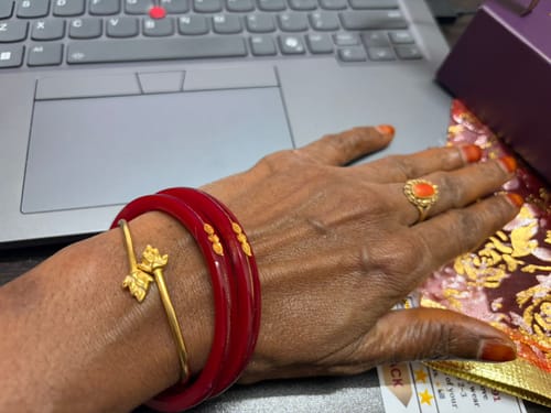 Customer photo review of “22k Hallmark Red Divya Shringar Bangle” (2 pis)