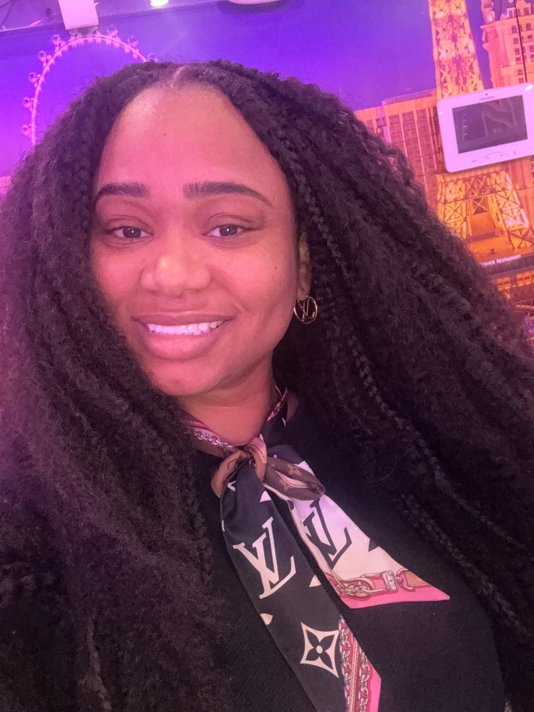 Customer photo review of Afro Kinky Curly Bulk Hair Extensions for Braiding