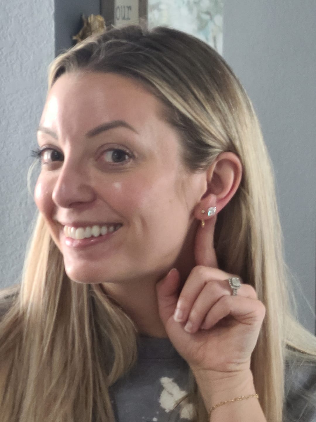 Customer photo review of Eterna Stud Earrings