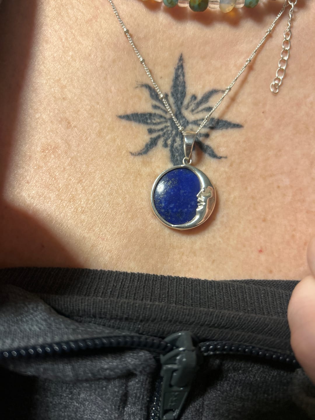Customer photo review of Moon Phase Lapis Necklace