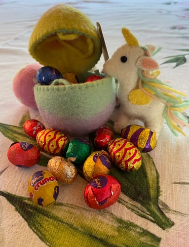 Customer photo review of Felt Surprise Egg with Rainbow Unicorn Inside