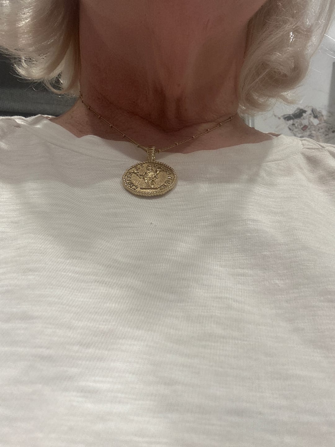 Customer photo review of Athena Coin Necklace