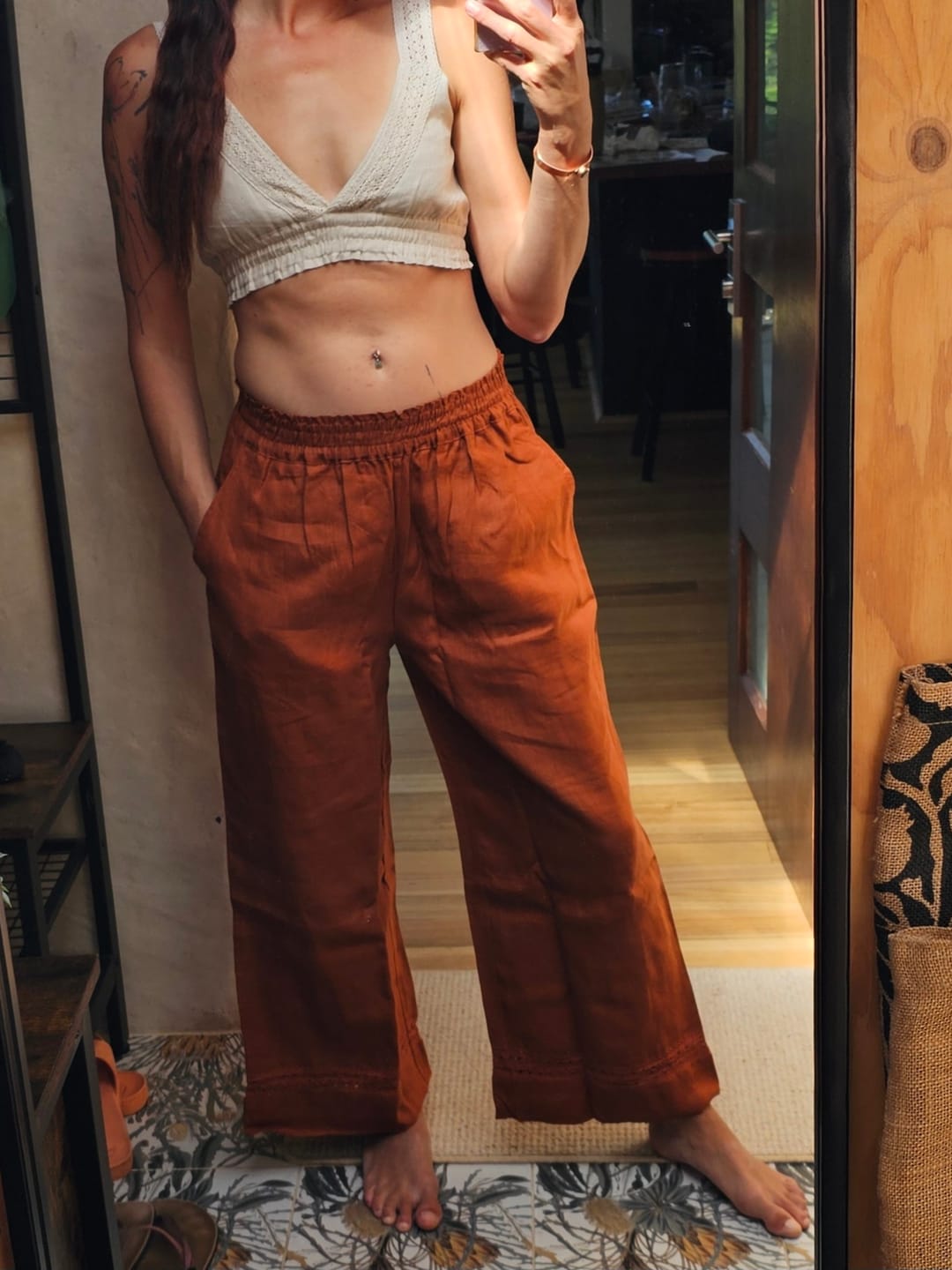 Customer photo review of Anaya Hemp Linen Wide Leg Pants