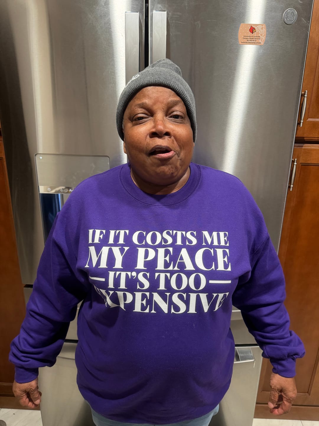 Customer photo review of It's Too Expensive Sweatshirt