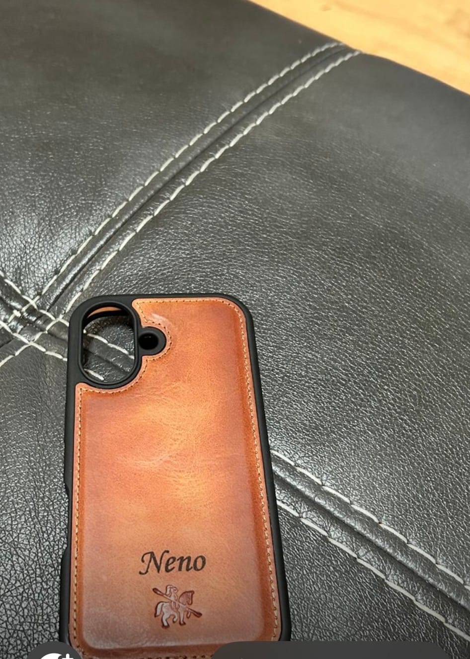 Customer photo review of Lucca Snap On Leather Case for iPhone 16