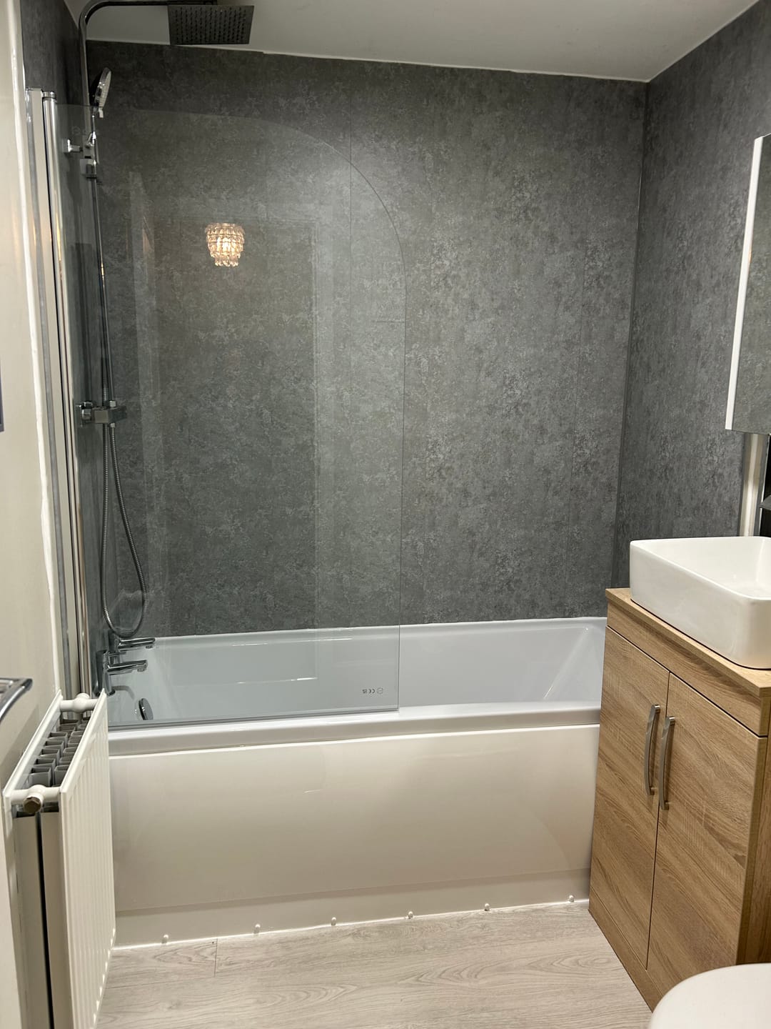 Customer photo review of 8mm Light Concrete Bathroom Wall Panel 2.6M
