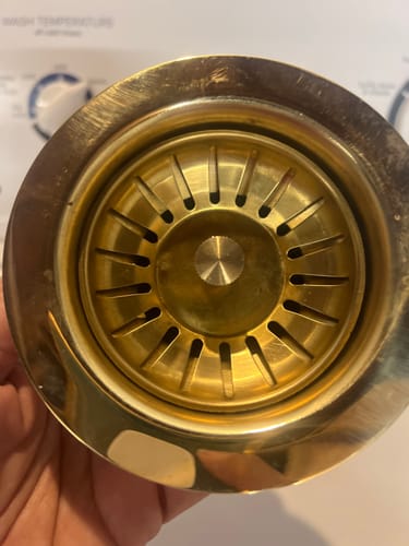 Customer photo review of Unlacquered Brass Sink Drainer 3 1/2" #VFK160