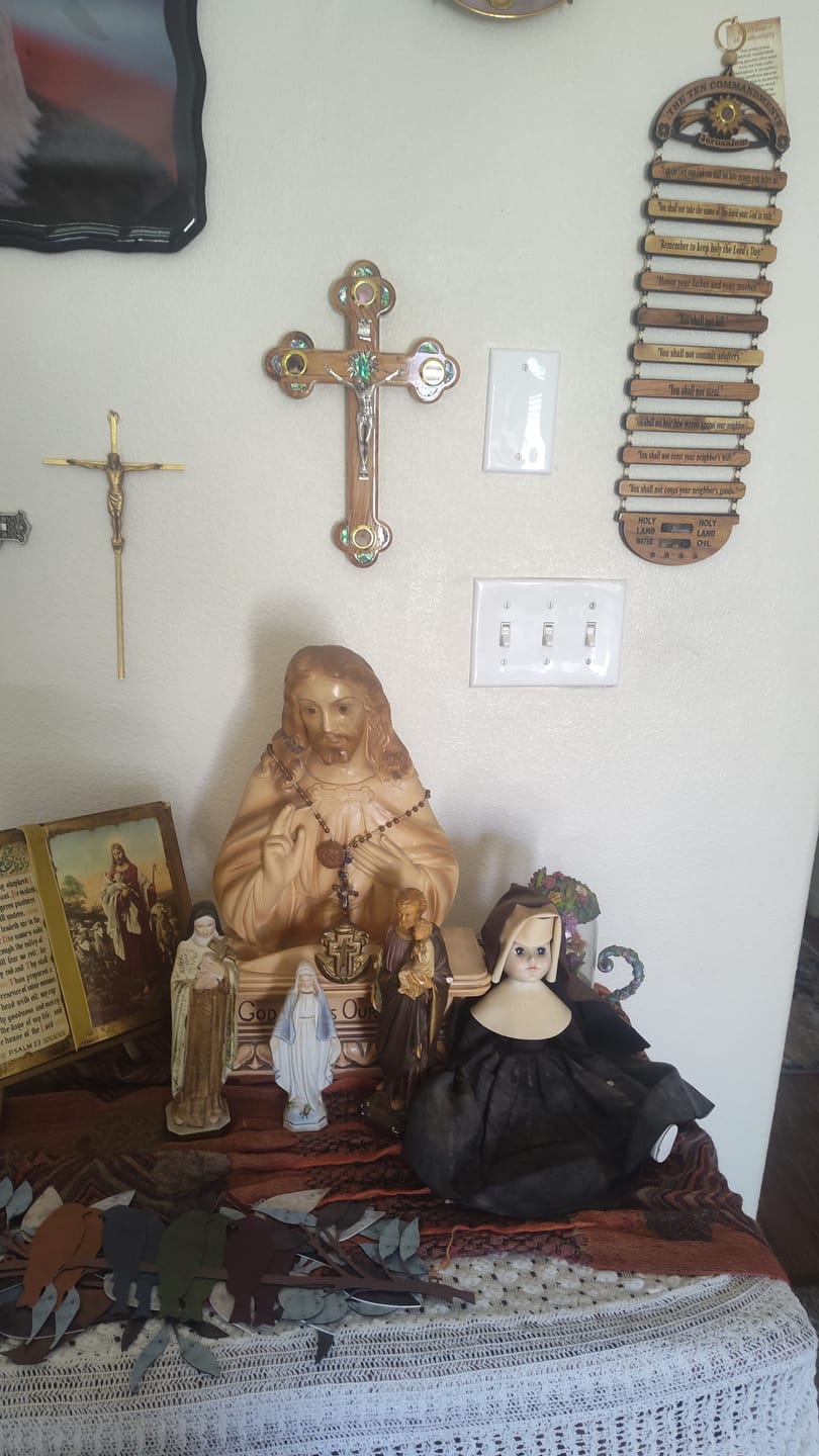 Customer photo review of Olive Wood Crucifix (Partially covered with Mother of Pearl) - Holy Land Crucifixes
