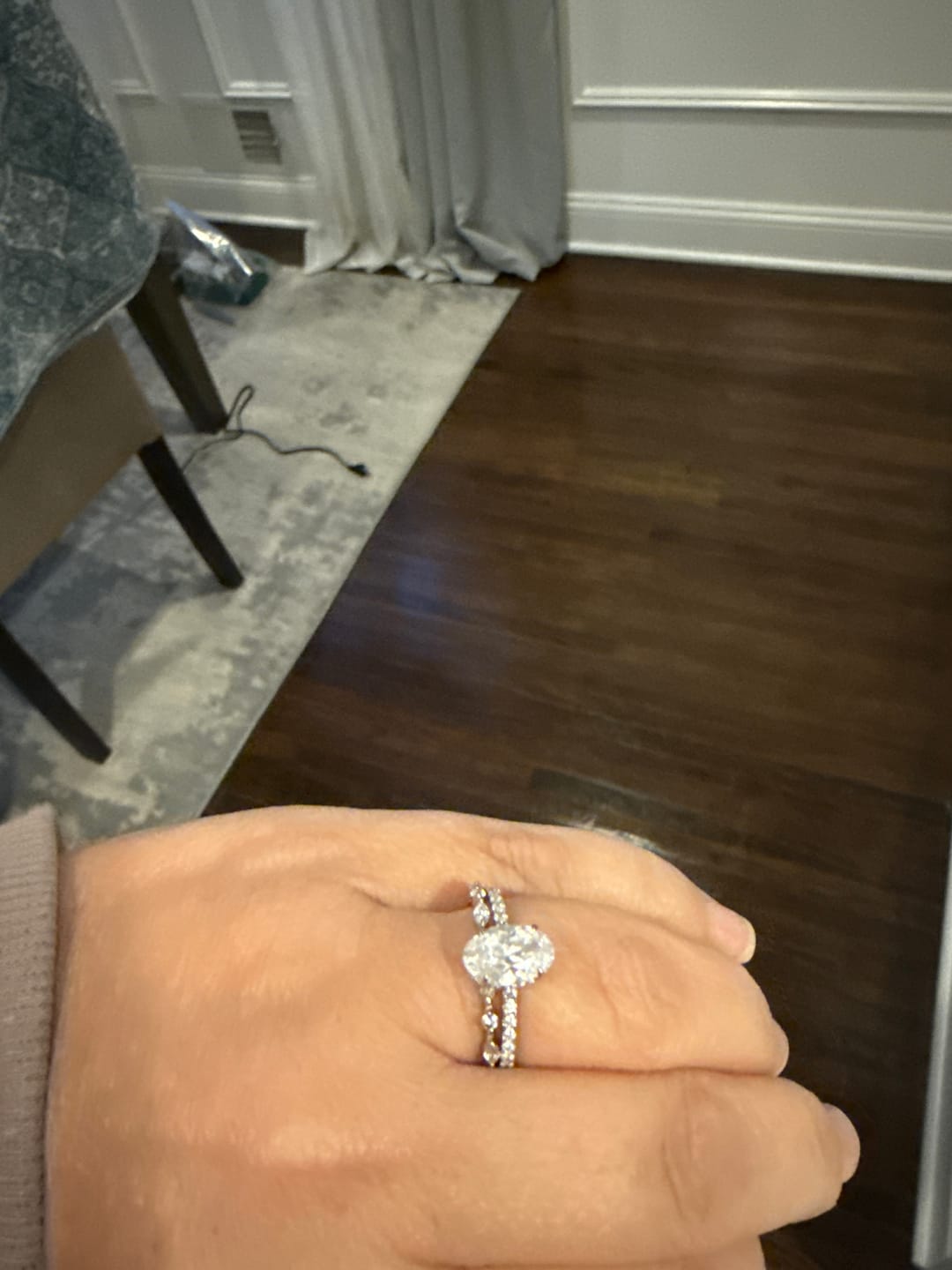 Customer photo review of S925 Attractive 2PC 2.5Ct Oval Cut Bridal Wedding Ring Set Stackable Ring Set For Daily Wear