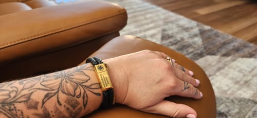 Customer photo review of DuoLuxe Medical ID Bracelet with Gold Colour Clasp