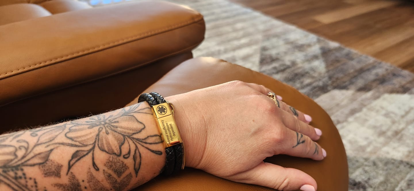 Customer photo review of DuoLuxe Medical ID Bracelet with Gold Colour Clasp