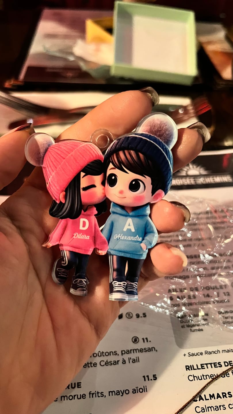 Customer photo review of Cute Cartoon Couple Walking Personalized Ornament