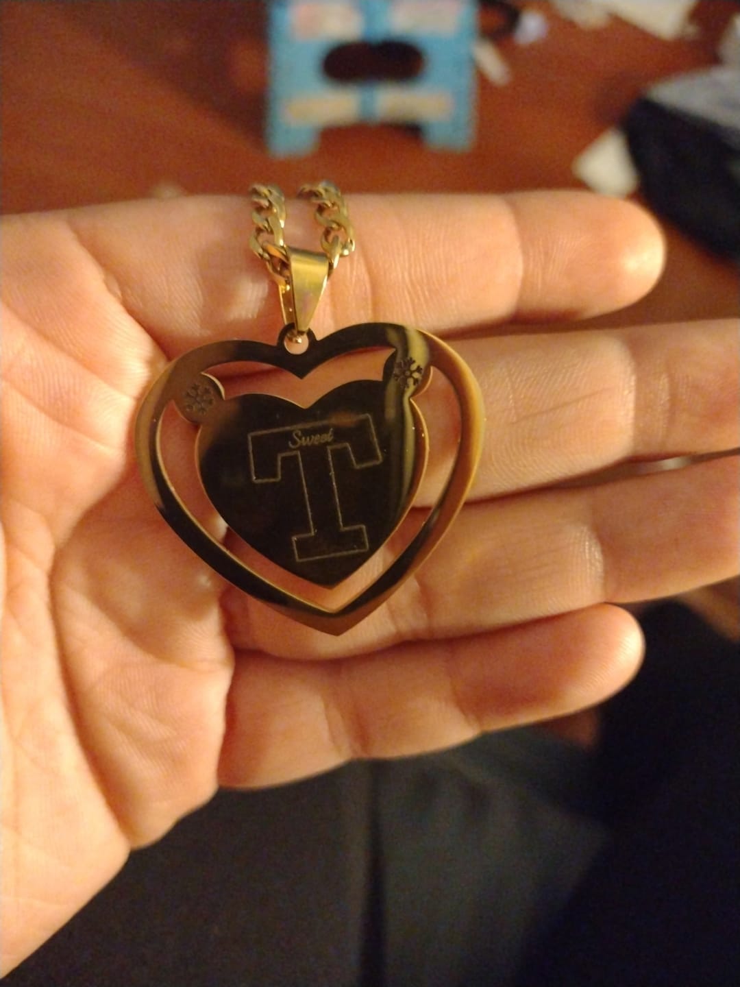 Customer photo review of Photo Engraved Heart Necklace