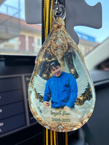 Customer photo review of Custom Photo Car Ornament - Personalized Memorial Sympathy Gifts For Loss Of Mom, Dad